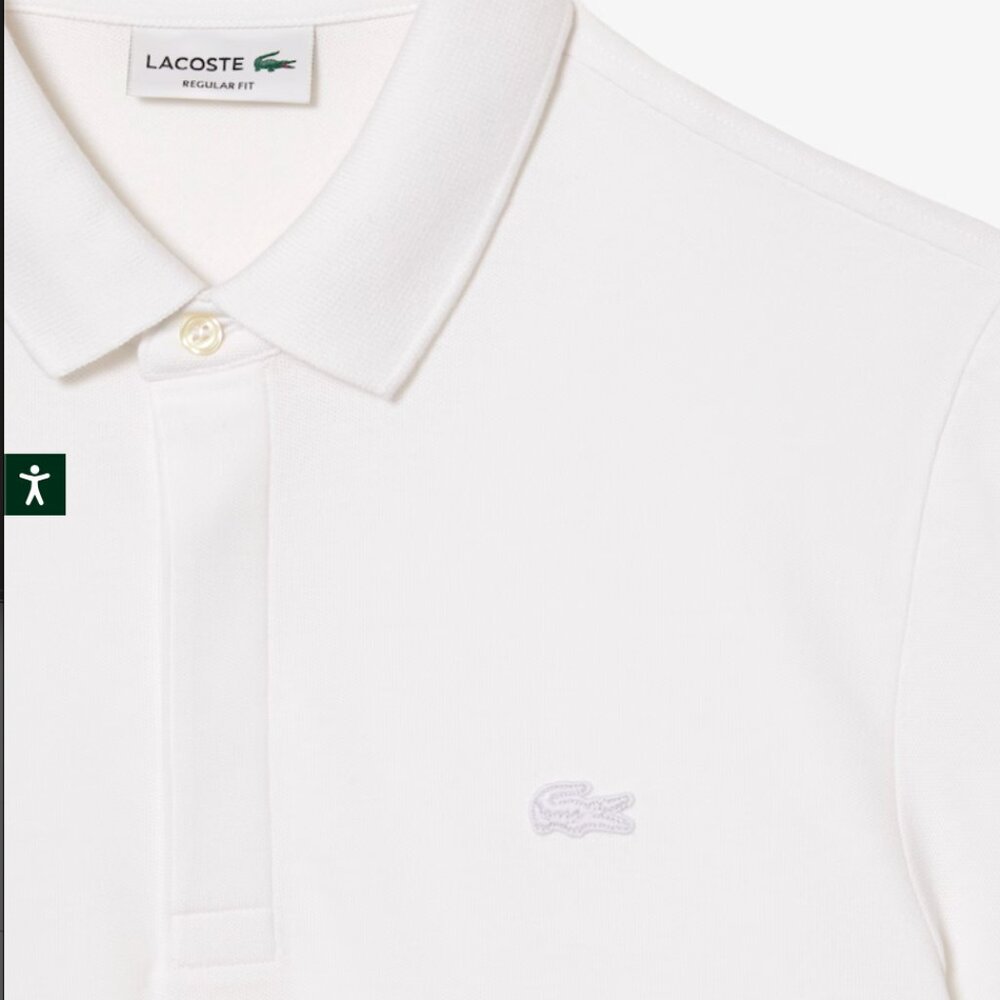 Men's Regular Fit Paris Stretch Piqué Polo, White Size L, New w/out tags